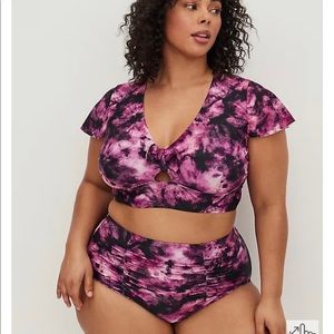 Torrid Tie Dye Sleeve Bikini top and ruched swim brief